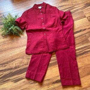 Apart Impressions Size 4 red linen blend two piece outfit